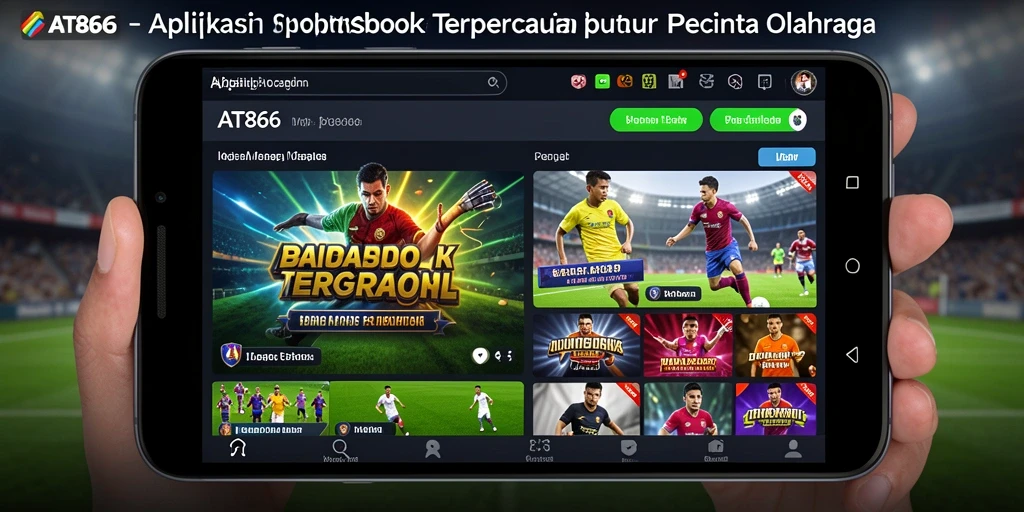 Screenshot AT866 menampilkan antarmuka pengguna yang menarik dari aplikasi Sportsbook.