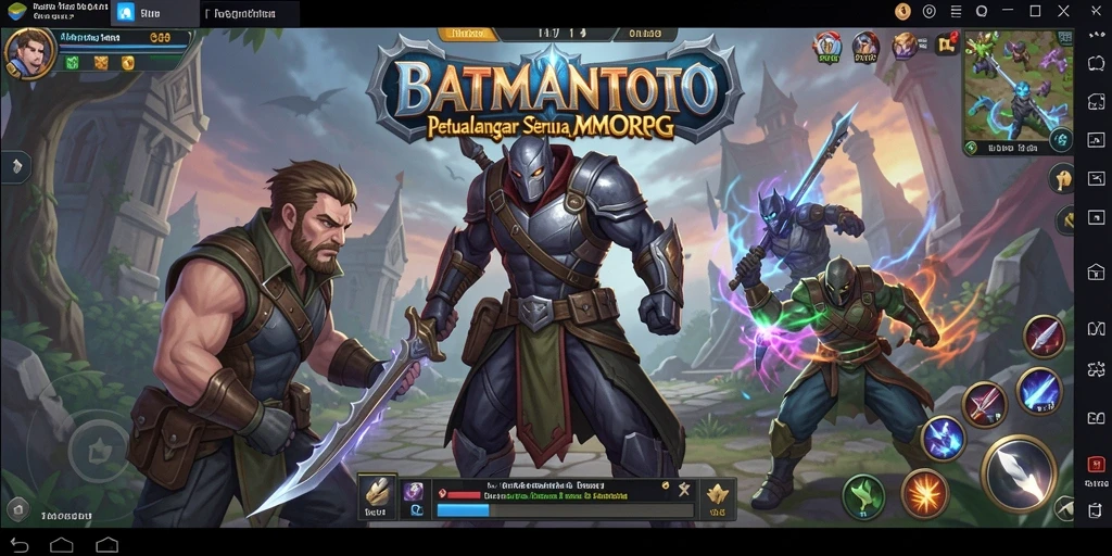 Menampilkan aksi seru dalam pertempuran MMORPG.
