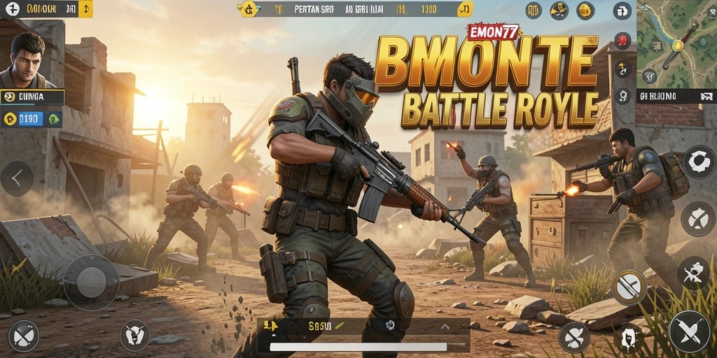 Tangkapan layar menunjukkan momen aksi seru dari gameplay Battle Royale.