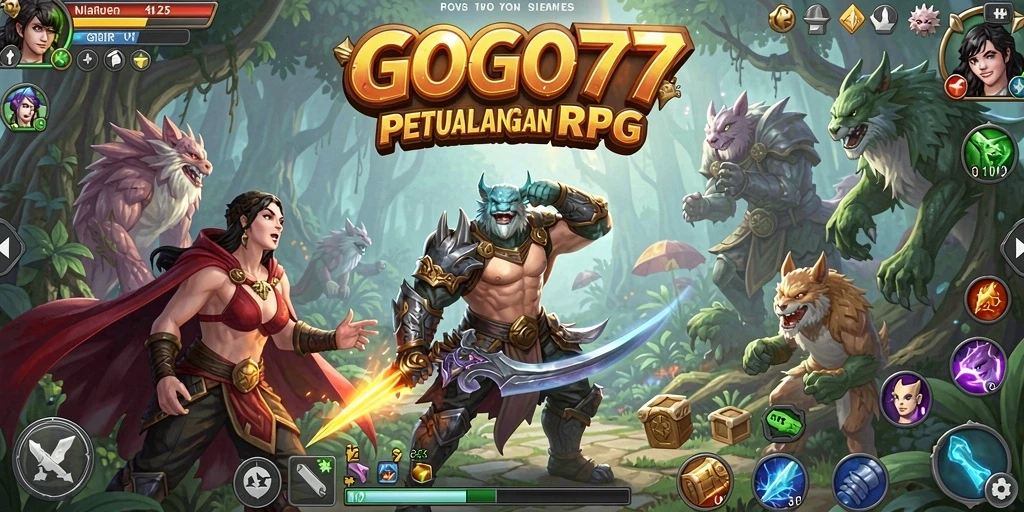 Tampilan gameplay menarik dari GOGO77 yang menggambarkan petualangan RPG.