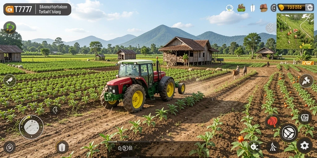 Gameplay menarik GT777 yang menampilkan kebun penuh warna.
