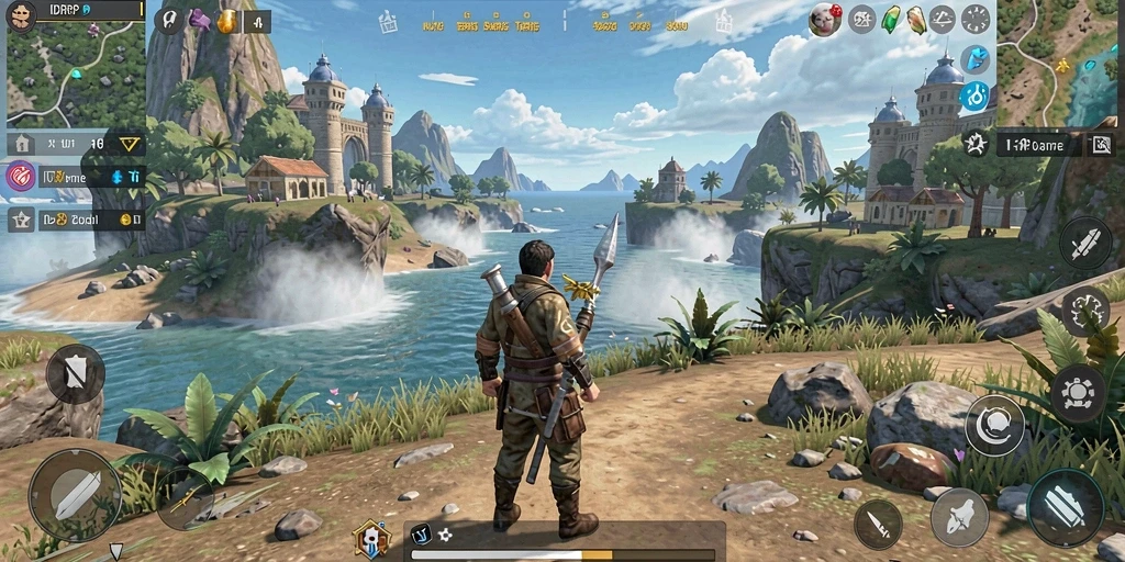Tampilan gameplay IDRRP dalam dunia terbuka yang luas dan detail.