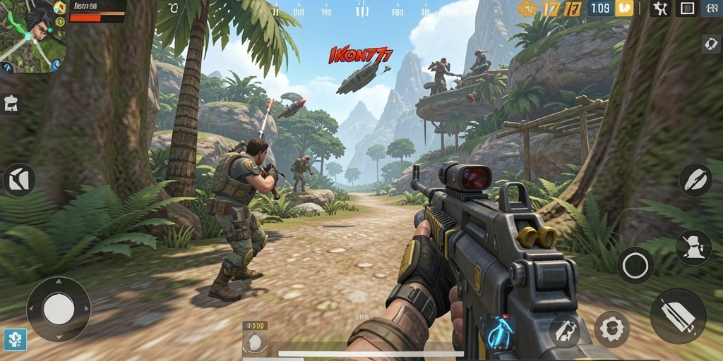 Tampilan gameplay seru dalam IKON777 dengan aksi TPS yang mendebarkan.