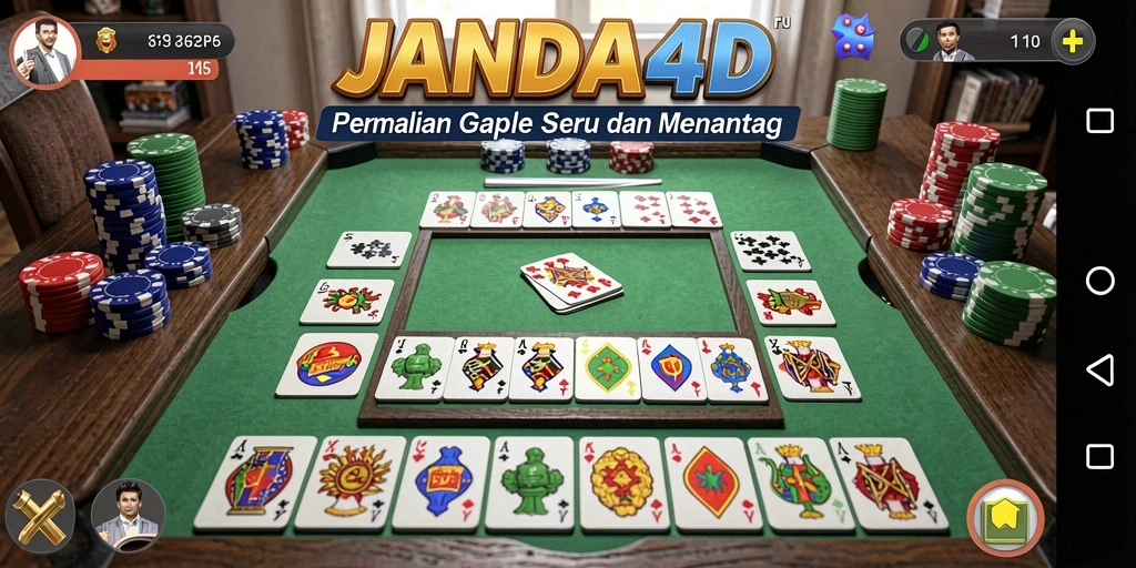 Tampilan seru dari gameplay Gaple di JANDA4D.