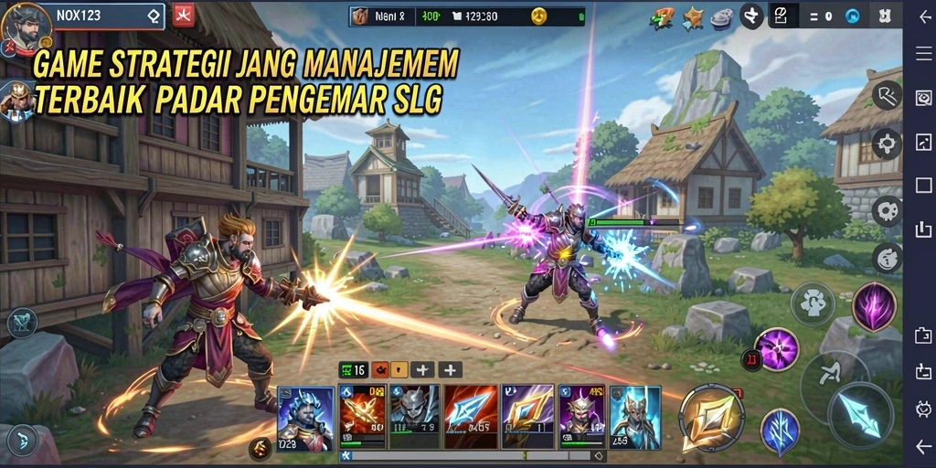 Screenshot gameplay NOX123 menampilkan strategi membangun kerajaan yang mendebarkan.