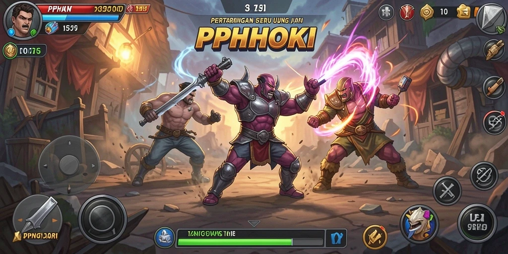 Tangkapan layar dari gameplay PPHOKI yang menampilkan aksi pertarungan intens.