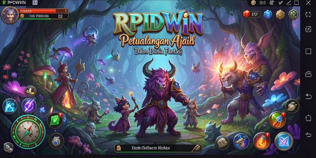 Skrin utama RPIDWIN menampilkan gameplay seru dengan pertarungan epik.