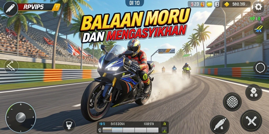 Gameplay RPVIP5 yang mendebarkan saat balapan motor.
