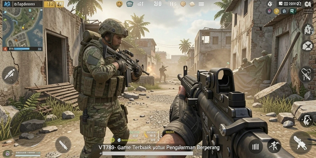 Tangkapan layar gameplay VT789 yang menampilkan aksi tembak-menembak mendebarkan.